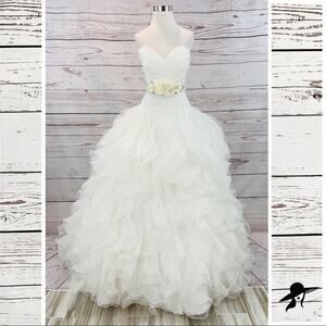Mori Lee Ruffled Organza Wedding Dress 4816, Size 6